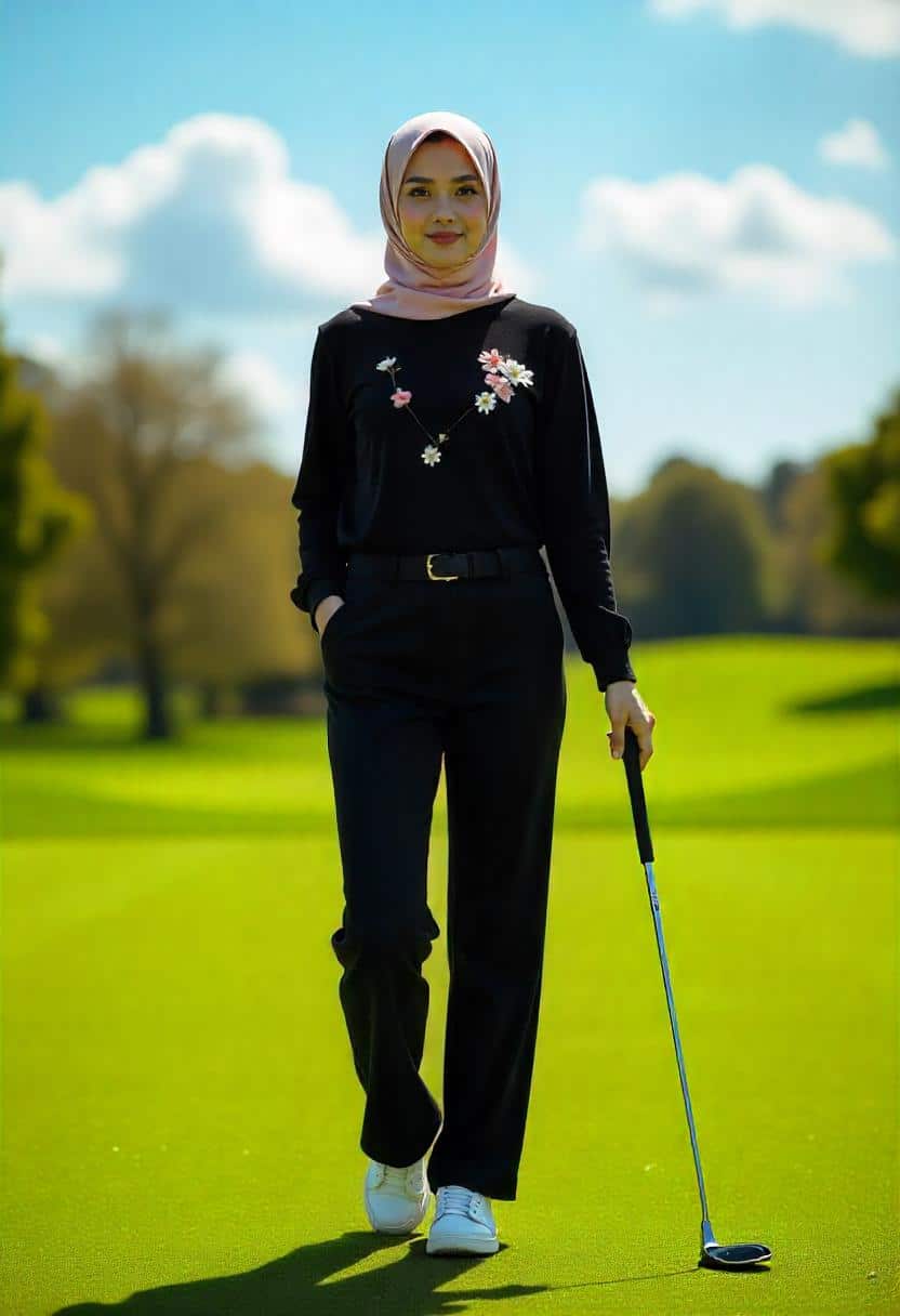 Modest in Motion: Black and Floral Combo